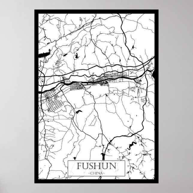 Fushun Kina Stadskarta Poster (Framsidan)