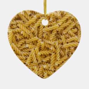 Fusilli pasta-makro som bakgrundsstruktur julgransprydnad keramik
