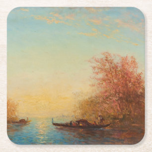 Fusine, Environs de Venise - Félix Ziem Underlägg Papper Kvadrat