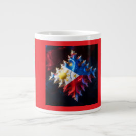 Fusion av Philippine Flagga och Mandelbrot Fractal Jumbo Mugg