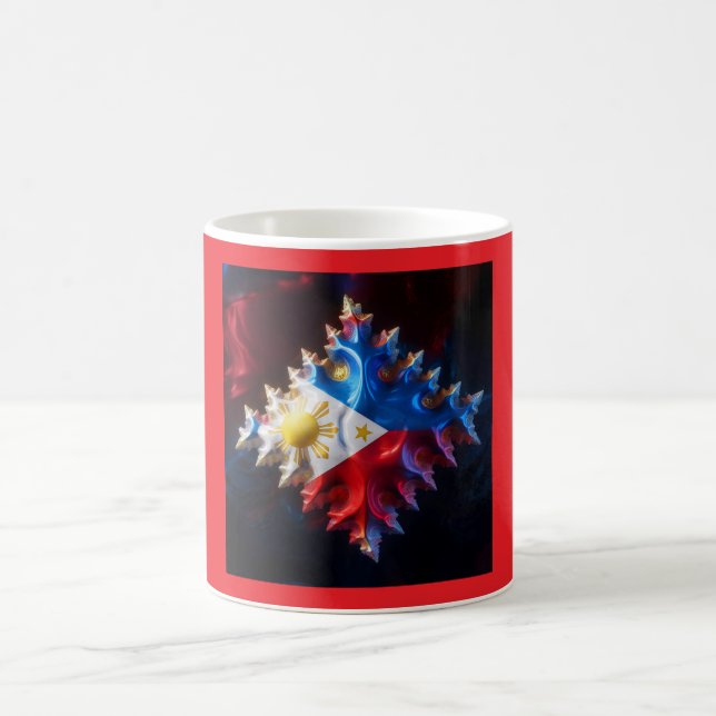 Fusion av Philippine Flagga och Mandelbrot Fractal Kaffemugg (Center)
