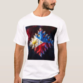 Fusion av Philippine Flagga och Mandelbrot Fractal T Shirt
