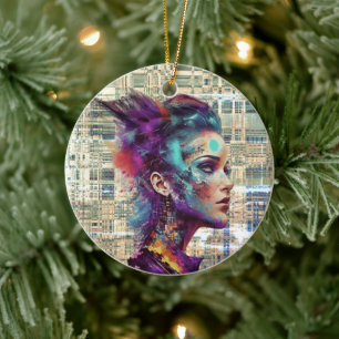 Fusion of Art and Technology: Digital Dreams Julgransprydnad Keramik