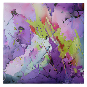 "Fusion of Hues" Abstrakt av Contemporary Art Kakelplatta
