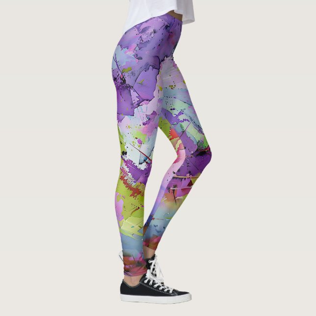 "Fusion of Hues" Abstrakt av Contemporary Art Leggings (Höger)