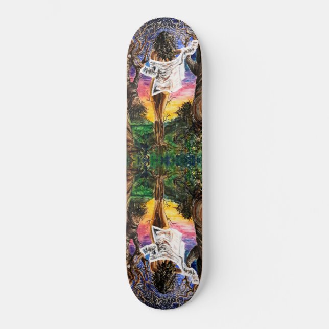 Fusion - vattenfärgsfärg - Spegel Mini Skateboard Bräda 18,5 Cm (Framsida)