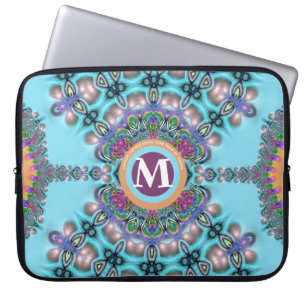 Fusionskonstruktion för Aqua Blue & Orange Bohemia Laptop Fodral