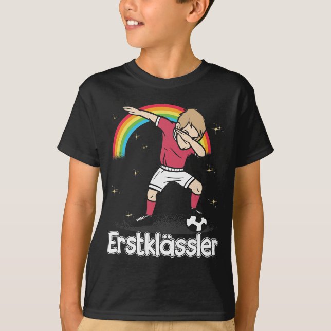 Fußball Junge 1. Klasse Schulkind Schulanfang T Shirt (Framsida)