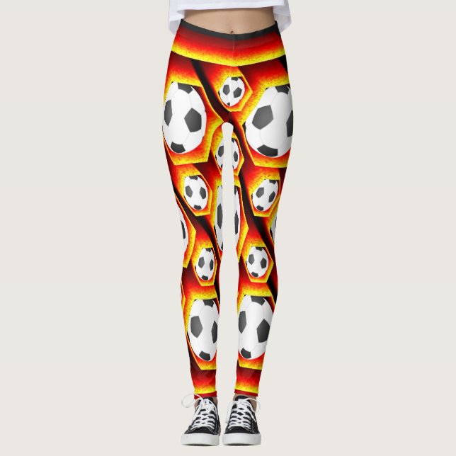 Fussbälle in glühenden Waben Leggings (Framsida)