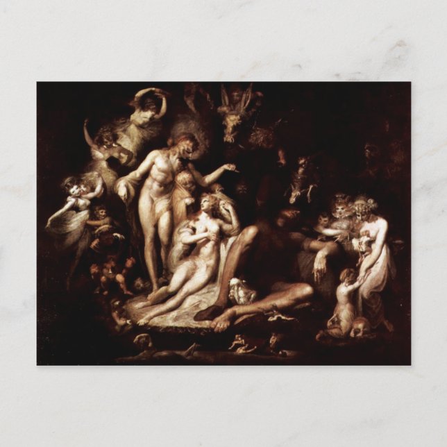 Füssli:s uppvaknande av mejeridrottningen Titania Vykort (Framsida)