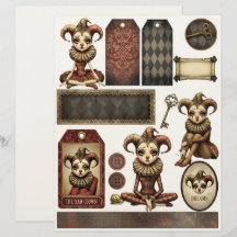 Fussy Cut Elements - Melancholy Harlequin