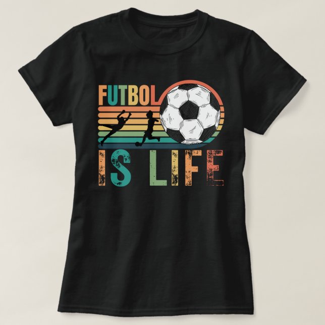 Futbol är livet, kvinnokonsolen Mamma T Shirt (Design framsida)