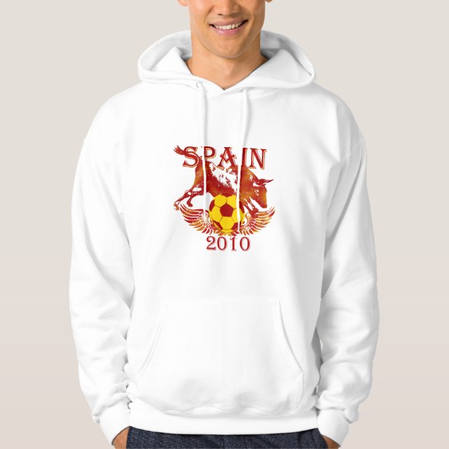 Futbol fläktar Spanien Toro som 2010 rasar tjuren Hoodie (Framsida)
