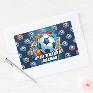 Futbol Mamma Soccer Ball Mönster Rektangulärt Klistermärke