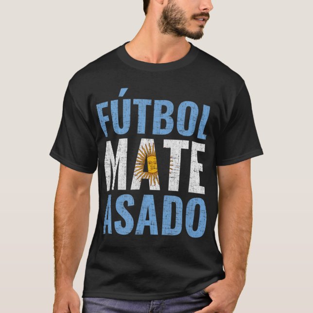 Futbol Mate Asado Argentina T Shirt (Framsida)