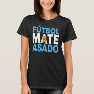 Futbol Mate Asado Argentinas Flagga Manar W T Shirt