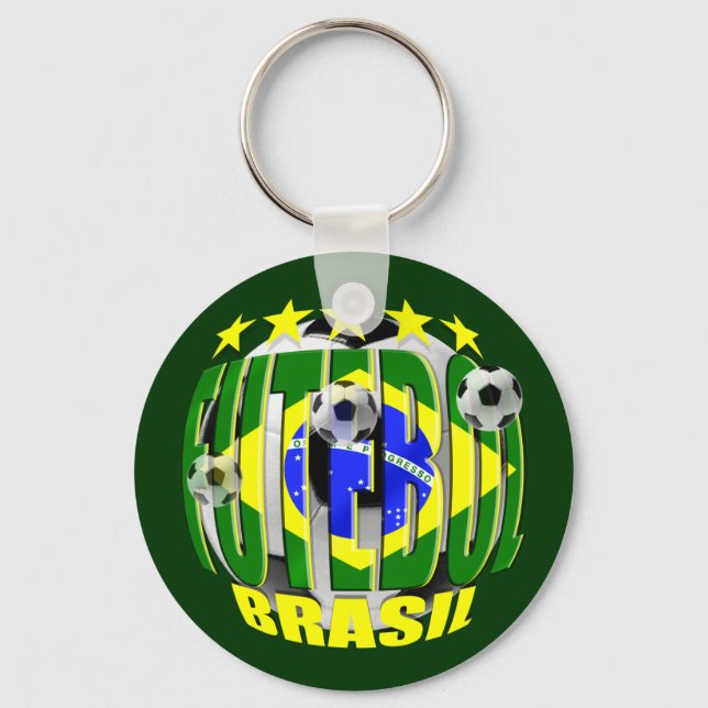 Futebol runda brazil-fotboll 5 stjärnpresentatione nyckelring (Framsida)