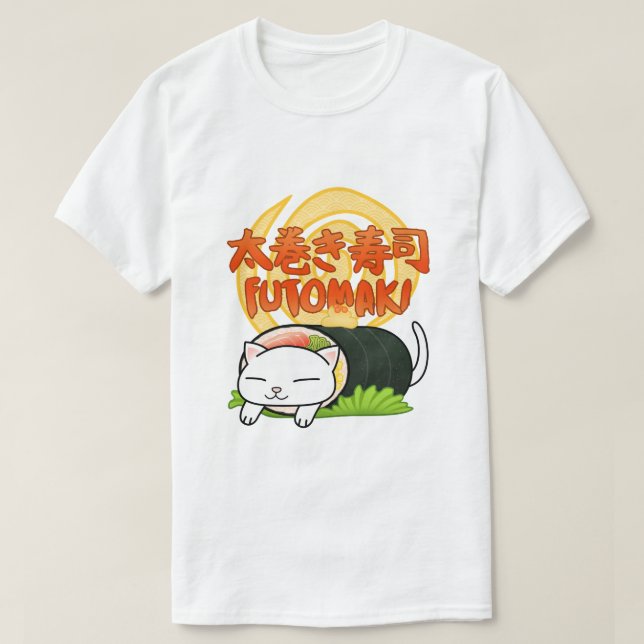 Futomaki Sushi Cat T Shirt (Design framsida)