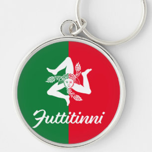Futtitinni Trinacria Keychain Rund Silverfärgad Nyckelring