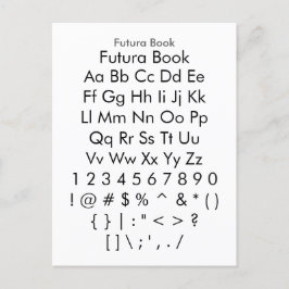 Futura Bok - Zazzle Font Sampler Lakan Vykort