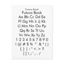 Futura Bok - Zazzle Font Sampler Lakan