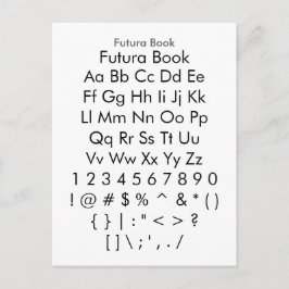 Futura Bok - Zazzle Font Sampler Lakan Vykort