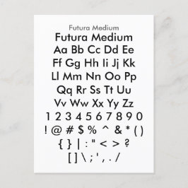 Futura Medium - Zazzle Font Sampler Lakan Vykort