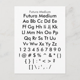 Futura Medium - Zazzle Font Sampler Lakan Vykort