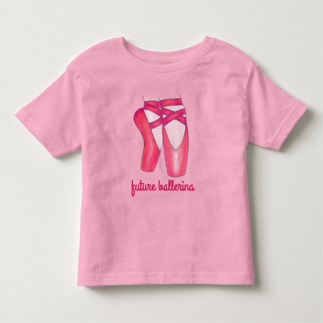 Future Ballerina Rosa Ballet Pointe Toe Dance Shoe Tee (Framsida)