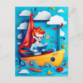 Future Boat Builder Dream för barn Helg Vykort