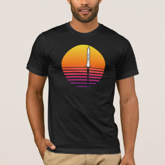Future Bound Retro Sunset Rocket Synthwave T Shirt