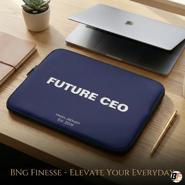 Future CEO | Personalized Name & Year Navy Blue Mo Laptop Fodral (Skapare uppladdad)