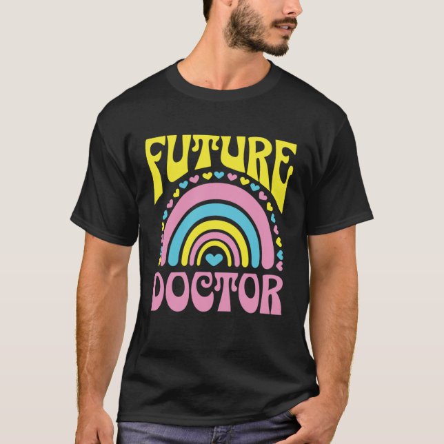 Future Doctor Bright Retro Rainbow Doctors Trainin T Shirt (Framsida)