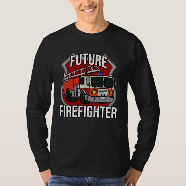 Future Firefighter Fireman Fire Truck Car Kids Boy T Shirt (Framsida)