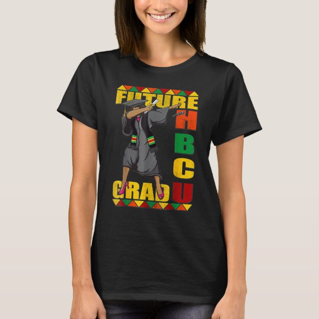 Future HBCU Grad Black History Queen Melanin Afro  T Shirt (Framsida)