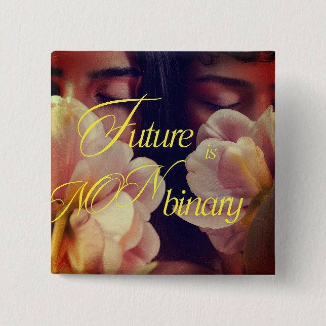 Future is Non-binary Floral Sticker Knapp (Framsida)