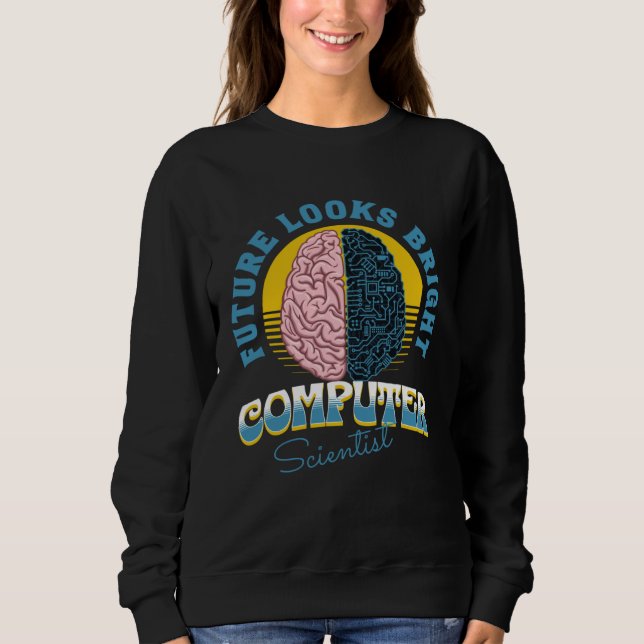 Future Looks Bright Computer Scientist College Gra T Shirt (Framsida)
