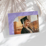 Future Looks Bright Lilac Curved Photo Meddelande<br><div class="desc">Modern and whimsical graduation announcement photo card featuring a photo on the front and 1 on the back. The text says "the future looks bright" in quirky hand writing. Add the graduate's name,  information,  and message to personalize this card. Lilac.</div>
