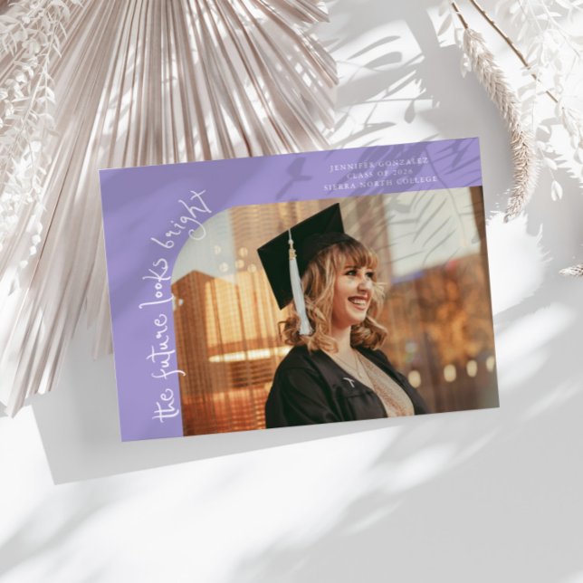 Future Looks Bright Lilac Curved Photo Meddelande (Skapare uppladdad)