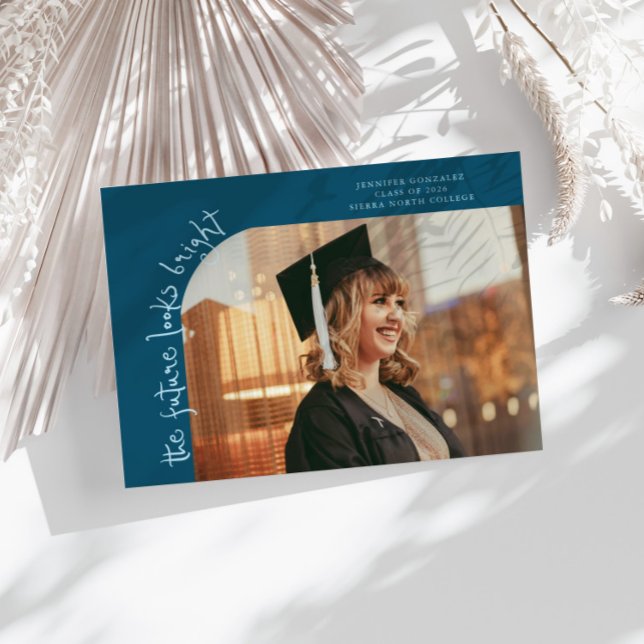 Future Looks Bright Teal Curved Photo Meddelande (Skapare uppladdad)