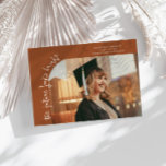 Future Looks Bright Terracotta Curved Photo Meddelande<br><div class="desc">Modern and whimsical graduation announcement photo card featuring a photo on the front and 1 on the back. The text says "the future looks bright" in quirky hand writing. Add the graduate's name,  information,  and message to personalize this card. Terracotta.</div>