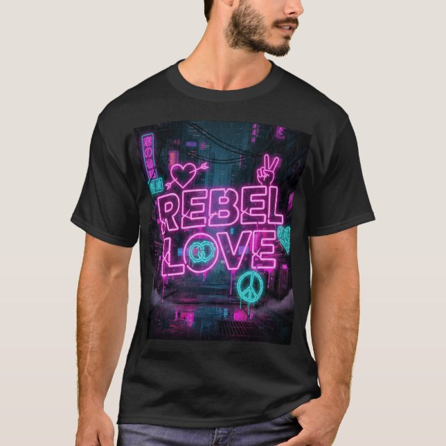 Future Love Riot – Neon Romance Street Art T Shirt (Framsida)