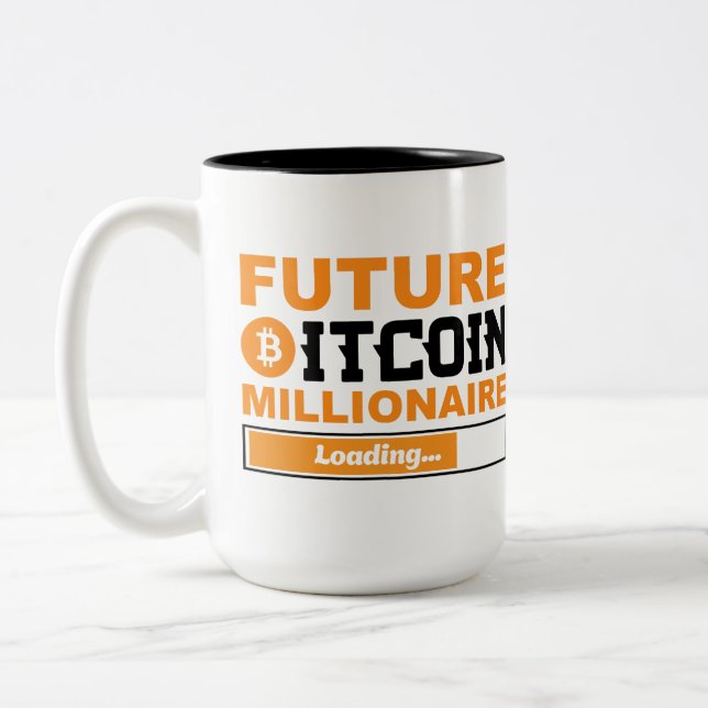 Future Millionaire Bitcoin Humor Cryptocurrency  Två-Tonad Mugg (Vänster)
