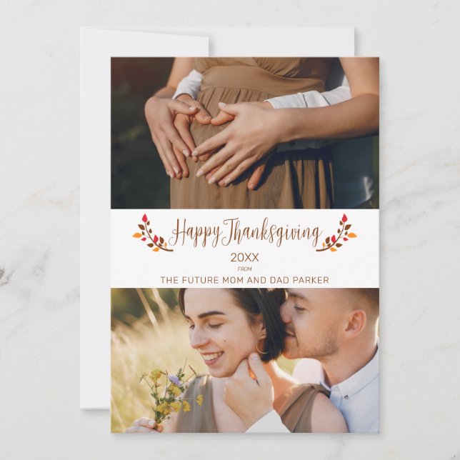 Future Mom Dad 2 custom Photos Happy Thanksgiving (Framsida)