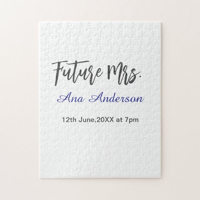 Future mrs surname bride to be purple gray name da pussel (Vertikal)