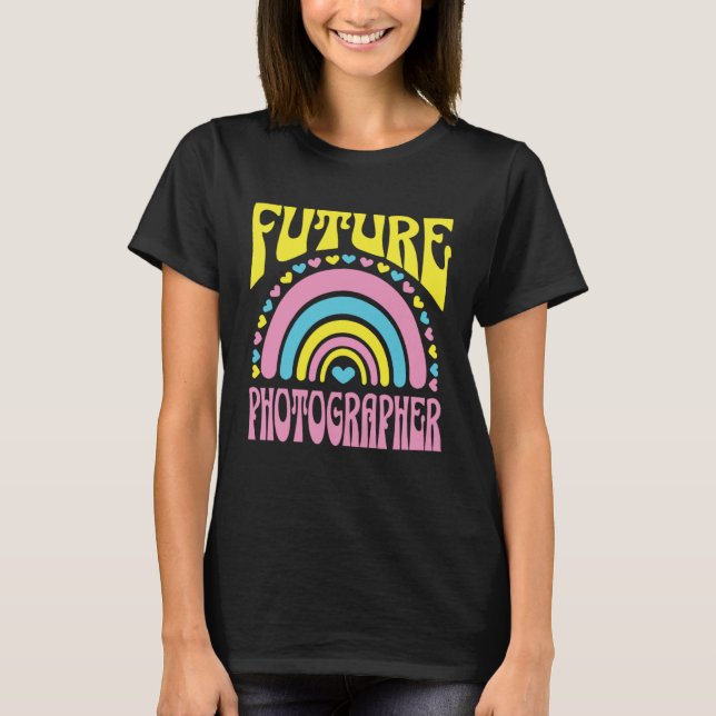 Future Photographer Bright Retro Rainbow Photograp T Shirt (Framsida)