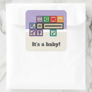 Future Physicist's Blocks Baby Shower Klisterrulle Fyrkantigt Klistermärke