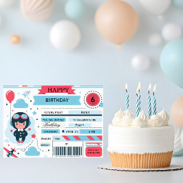 Future Pilot Airplane Boarding Pass Birthday Inbjudningar