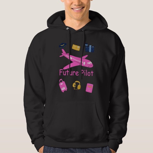 Future Pilot Aviation Careers For Girls Women Airp Hoodie (Framsida)