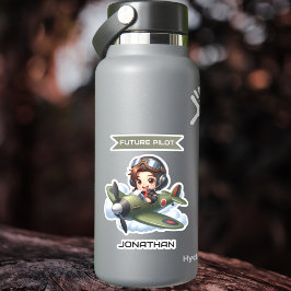 Future Pilot Boy Vintage Airplane Personalized Klistermärken